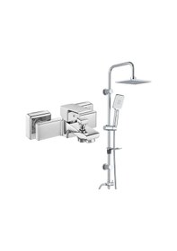 Resim ECA Tiera Banyo Bataryası+T-MAY Banyo Belen Kare Tepe Duş Takımı Krom 