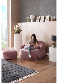 Resim Good Night Felix Lüx Puf Koltuk 7 Renk Yıkanabilir 3 Lü Takım Gül Kurusu 