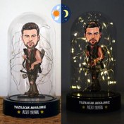 Resim Okçu Adam Karikatürlü Işıklı Fanus Biblo 