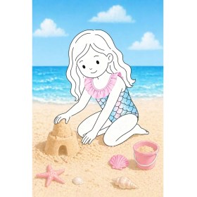 Resim Zuzunga Kız Çocuk Mermaid Desenli Fırfırlı Mayo 