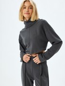 Resim Modal Karışımlı Crop Kapüşonlu Sweatshirt 