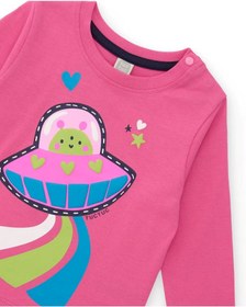Resim Tuc Tuc Kız Çocuk Pijama Takımı - Pembe Renkli, Uzay Gemisi Desenli - 3 Yaş 