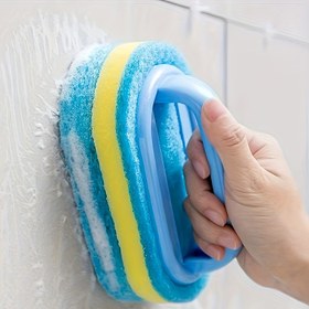 Resim Ergonomik Elde Tutulan Sünger Temizleyici - Çift Renkli Tasarım, Küvet, Mutfak, Banyo için Çok Amaçlı Manuel Temizlik Fırçası - Fayanslar, Tencere ve Lekeleri Temizlemek için İdeal 