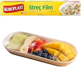 Resim Koroplast Streç Film 33 metre, Şeffaf Gıda Saklama Streci BPA İçermez, Koku Hapsi, Kapak Görevi Gören Pratik Kullanım, Taze Kahvaltılık, Yemek, Meyve ve Sebze Saklama için Kullan At Streç Film 33 mt 
