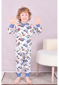 Resim Erkek Çocuk/bebek %100 Pamuk Pijama Takımı 1850-lacivert Lacivert 