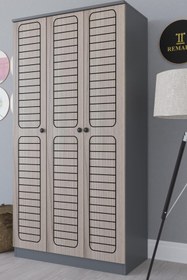 Resim Remaks Fuga 3 Kapaklı Elbise Dolabı - Antrasit Gövde Cordoba Kapak 