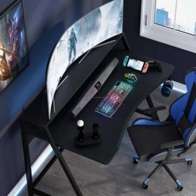 Resim Zizuva Tasarım 120x96x60 CM Monitör Raflı Siyah Gaming Çalışma Masası 