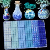 Resim 720 Adet Mavi Füzyon Cam Mozaik Karo Levhalar, 1cm DIY El Sanatları Mozaiği, Ev Dekorasyonu, Sanat ve El Sanatları, Cam Karo Kiti 
