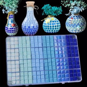Resim 720 Adet Mavi Füzyon Cam Mozaik Karo Levhalar, 1cm DIY El Sanatları Mozaiği, Ev Dekorasyonu, Sanat ve El Sanatları, Cam Karo Kiti 