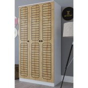 Resim Remaks Fuga 3 Kapaklı Elbise Dolabı - Beyaz Gövde Meşe Kapak 