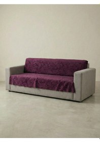 Resim Sofline Kaymaz Tabanlı Tay Tüyü Çekyat, Koltuk, Kanepe Örtüsü Pembe, Mor,antrasit Renk 175x210cm Mor 