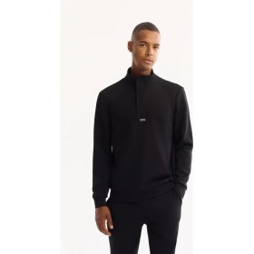 Resim AVVA Erkek Siyah Dik Yaka Fermuarlı Pamuklu Bi-Stretch Regular Fit Sweatshirt A52Y1282 