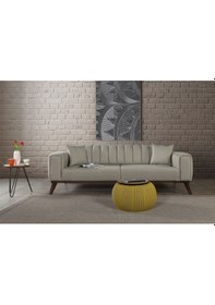 Resim Velar Yataklı Kanepe Keten Açık Yeşil Kazayağı Açık Yeşil 