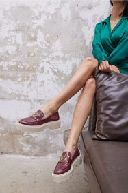 Resim ANGELİNA JONES Jodie Kadin Bordo Ithal Deri Oxford Ayakkabı 