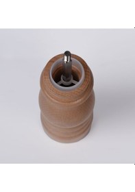 Resim Naturel Ahşap Tuz Ve Karabiber El Değirmeni Öğütücü Grinder 18 Cm Açık Kahverengi 
