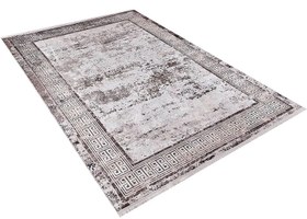 Resim Minimalist Eskitme Krem Bej Kahve Yunan Anahtar Bordürlü Halı - SH1539KBKA - 160x230cm 