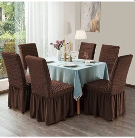 Resim Upmall Brürümcük Sandalye Örtüsü Kılıfı 6li Kahve 