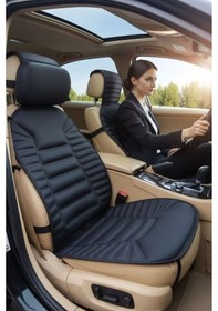 Resim Oto Koltuk Minderi Ortopedik Lüks Süngerli Ön 2 Koltuk Siyah Araç Koltuk Koruyucu Kılıf 
