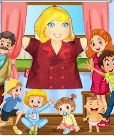 Resim Tox Anne Aile Bireyleri Keçe El Kukla T341 . Eğitici Oyuncak 