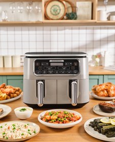 Resim Karaca Air Pro Cook Duo Ev Yemeği XXXL 8 Litre Airfryer Cool Gray 8 Kişilik 