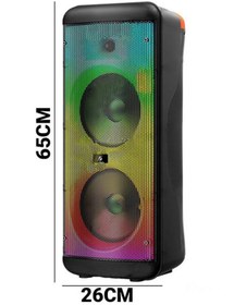 Resim Party Box Bluetooth Hoparlör Büyük Boy Taşınabilir Şarjlı Kablosuz Hoparlör + Karaoke Mikrofon 