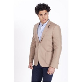 Resim Erkek Casual Slim Fit Dar Kesim Blazer Ceket 4864-Camel 