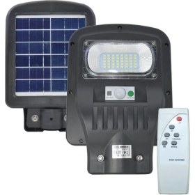 Resim Horoz 50W Siyah LED Solar Güneş Enerjili Lamba Sokak Armatür Beyaz Işık 