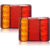 Resim Reedark 2 Adet Kare Led Römork Lambası - Kırmızı/sarı Sinyal, Park Ve Stop Fonksiyonlu 112 Karakter 