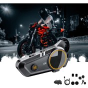 Resim Intercom Yeni 2025 Model Su Geçirmez Motosiklet Kask Intercom Kulaklık Seti - Bluetooth 5.3, Rgb 