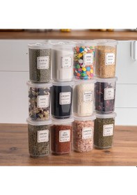 Resim Porsima 1060 Döner Kapaklı Baharatlık Seti 12'li 350 CC Şeffaf 