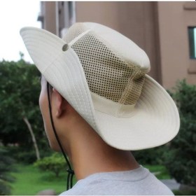 Resim Reva Snap Düğmeli Yürüyüş Ve Avcılık Panama Şapkası Fileli Unisex Krem 