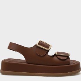 Resim Capone Outfitters Denice Dolgu Topuklu Çift Bantlı Tokalı Kadın Sandalet 