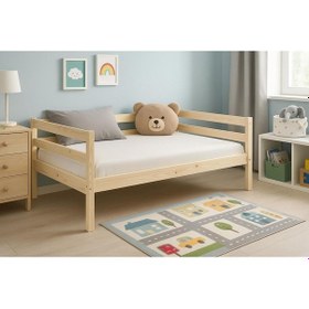 Resim Ahşap Sedir Kanepe 60x160 Cm İç Ölçü Mindersiz Doğal Natural Masif Ahşap Bej 