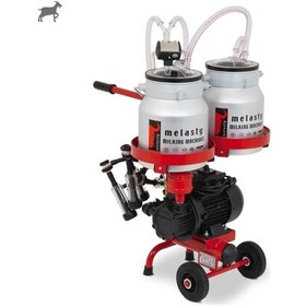 Resim Melasty Micro İkili Keçi Süt Sağma Makinesi Alüminyum Güğüm - Kauçuk Memelik Micro Çift Güğüm Kuru Pompa 