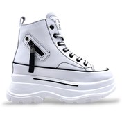 Resim Guja Hakiki Deri Yüksek Taban Kadın Bilekli Beyaz Sneaker Ayakkabı 