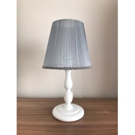 Resim Bebek Çocuk Odası Abajur Gri Tül Sarma Beyaz Ayak 