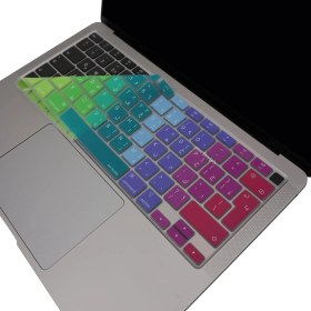 Resim MacBook Klavye Koruyucu Silikon Kılıf Arapça Stiker Baskılı Uk-Ters L Enter Tipi Air M1 13INÇ A2337,A2179 Id Uyumlu, Ultra Ince Yıkanabilir Pembe Yeşil 