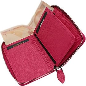 Resim Westpolo Hakiki Deri Kağıt Para Ve Bol Kart Bölmeli Fermuarlı Unisex Cüzdan - Fuşya 4125832 