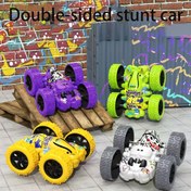 Resim 1 adet Çift Taraflı Tumbling Inertia Off-Road Oyuncak Araba - Dayanıklı ABS, Hava Koşullarına Dayanıklı, Manuel İşletim - Mükemmel Halloween ve Yılbaşı Hediyeleri için - Gri, mor, yeşil, mavi renklerde mevcuttur 