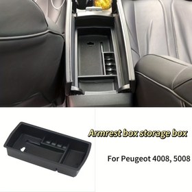 Resim Peugeot 3008/5008 2020-2024 için ABS Merkez Konsol Düzenleyici - Kaymaz Tepsili Araba Kol Dayama Depolama Kutusu, Gizli Bölme Organizatörü ile Araç İç Aksesuarları 
