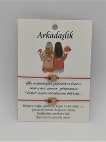 Resim Morey Kırmızı Ipli Örgülü El Yapımı Baykuş Simgeli 2li Arkadaş Bileklik 