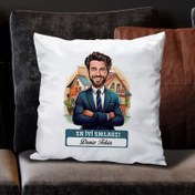 Resim Karikatürlü En Başarılı Erkek Emlakçı Yastık 