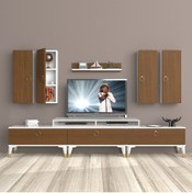 Resim Decoraktiv Ekoflex 8d Mdf Gold Tv Ünitesi Tv Sehpası - Beyaz - Ceviz 