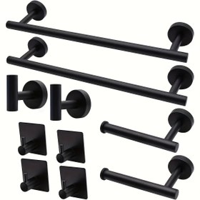 Resim 10 adet, Modern Paslanmaz Çelik Banyo Aksesuar Seti, Duvara Monte Aksesuar Kiti, 16 İnçli Havlu Çubuğu, Tuvalet Kağıdı Tutucu, Bornoz Askıları, Banyo Depolama Askıları Seti, Banyo Düzenleme, Noel Hediyesi. 