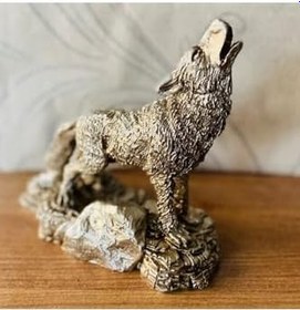 Resim Bozkurt Kurt Uluyan Dekoratif Heykel, Ev Ofis Hediyelik Eşya, 16 cm Yükseklik 
