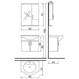 Resim Turkuaz Yeni Klasik Etajer Uyumlu Lavabo 65X48. Akyazı Dolap Çok Renkli 