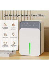 Resim Kompakt Nem Alma Cihazı Sessiz Rgb Işık - 0.35l/gün 1.5l Hazneli - Çok Amaçlı - Beyaz Beyaz - Gri 