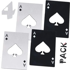 Resim Valkyrie 4 Adet Poker Kart Paslanmaz Çelik Şişe Açacağı 