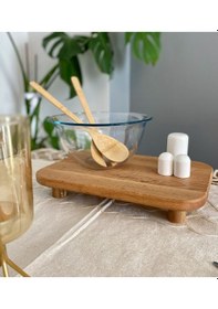 Resim Lux Kayın Ağacı Dikdörtgen Ayaklı Sunum Tahtası Ahşap Servis Tabağı Kesme Tahtası Ahşap 