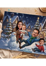 Resim Bk Gift Kişiye Özel Aile Yılbaşı Karikatür Tasarımlı 1000 Parça Profesyonel Puzzle-6, 1000 Puzzle, Yeni Yıl Hediyesi, Yılbaşı Hediyesi Kobitmeyencom35 